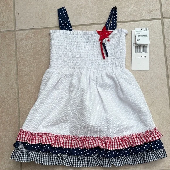 Rare Editions White Dress with Navy and Red Accents - Picture 1 of 4